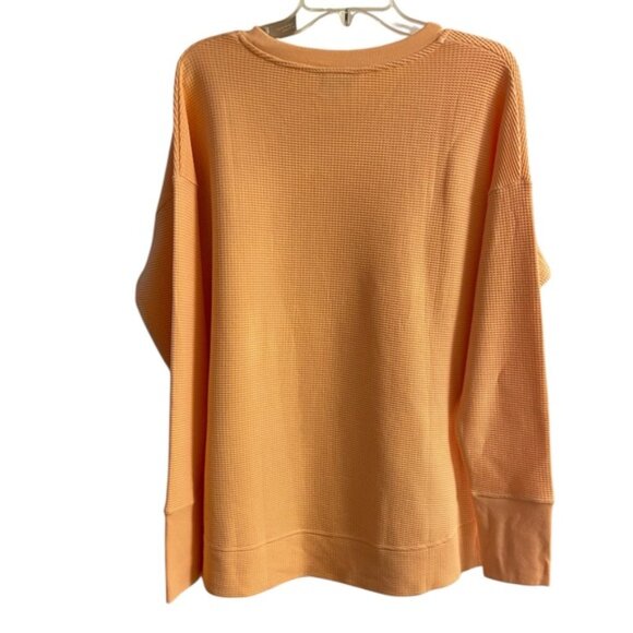 NWOT Athleta orange coastal luxe waffle knit sweatshirt Large - Picture 2 of 8